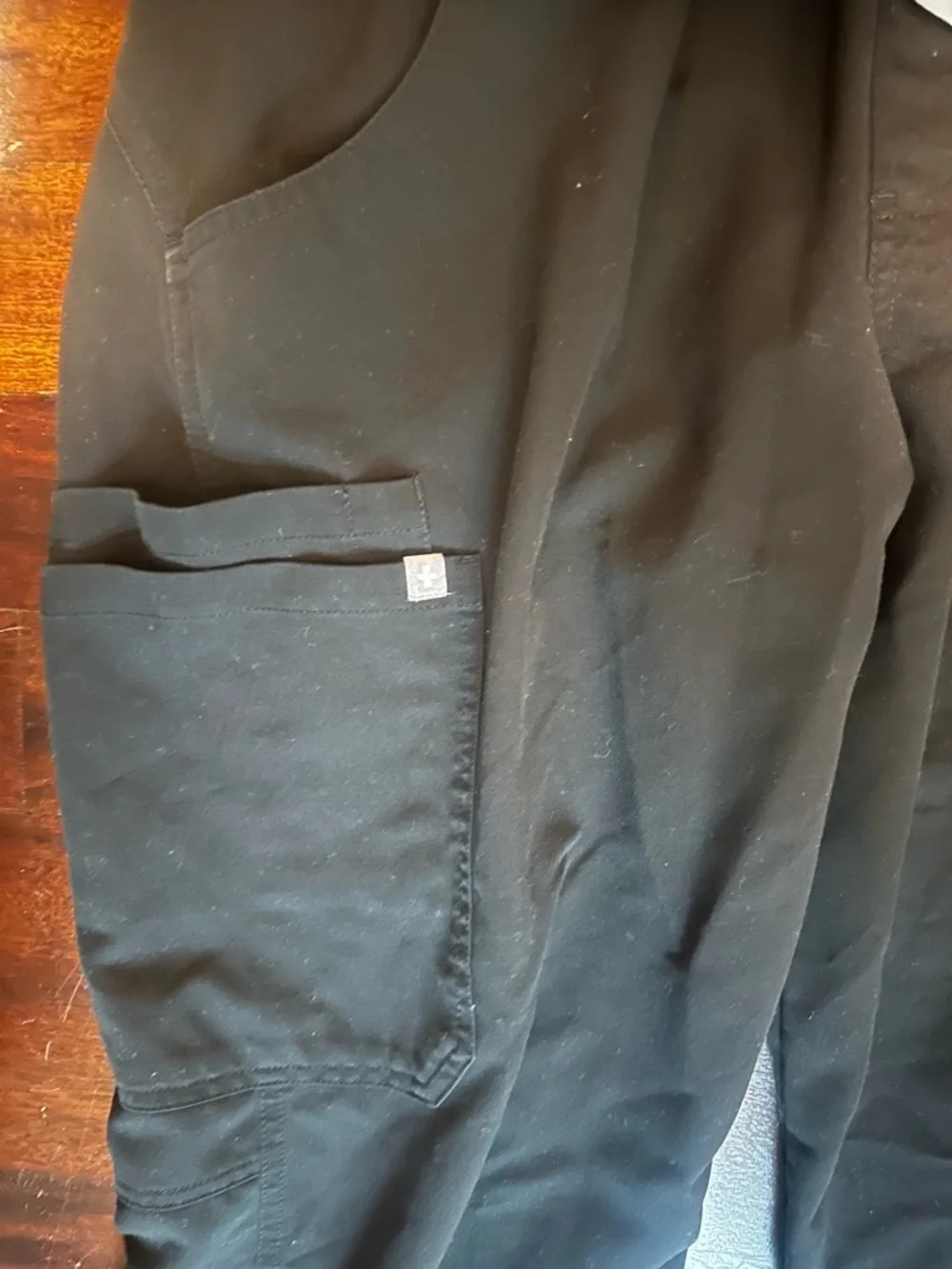 Figs Women's Black Drawstring Joggers with Grey Tie - Picture 3 of 3
